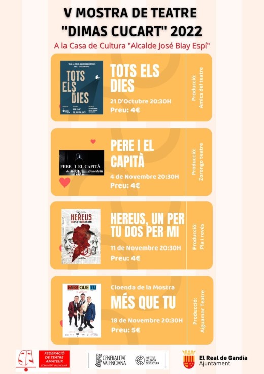 Arranca mañana viernes la V Mostra de Teatre Dimas Cucart en El Real de Gandia