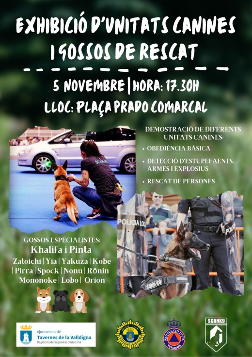 Exhibición de Unidades Caninas especiales y perros de rescate en Tavernes de la Valldigna