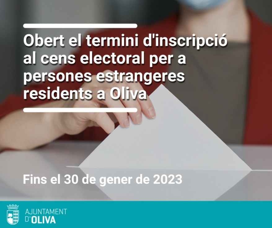 Oliva abre el plazo de inscripciones en el censo electoral para las personas extranjeras