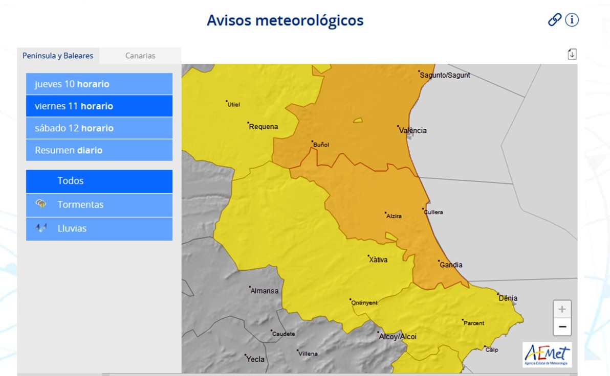 Se traslada a esta noche y mañana el grueso de un temporal que arranca esta tarde en la Safor