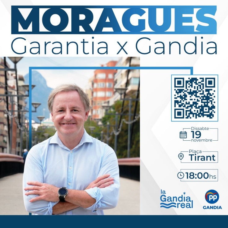 Mazón acompañará este sábado en Gandia a Moragues en su acto de presentación como candidato del PP a la alcaldía