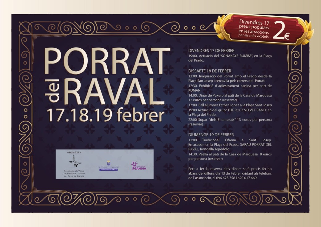 El distrito del Raval de Gandia celebra su tradicional Porrat este fin de semana