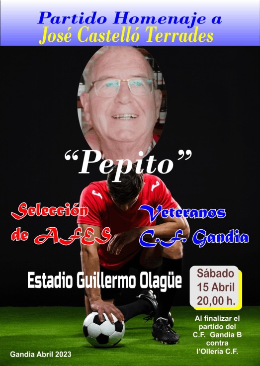 Partido Homenaje a Pepito Castelló este sábado en el Guillermo Olagüe de Gandia