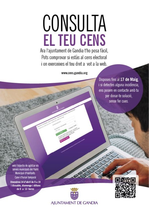 Consulta aquí si estás en el Censo Electoral para poder votar en Gandia