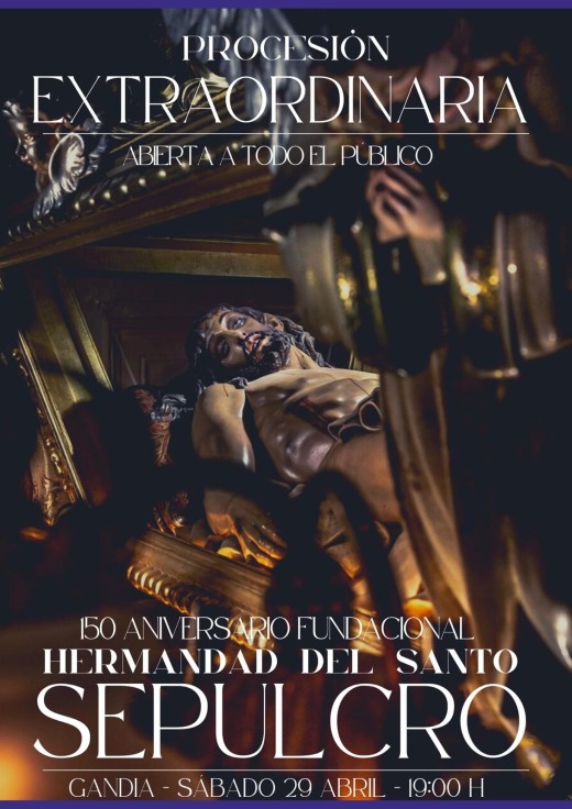 El Santo Sepulcro y la Virgen de la Esperanza procesionan hoy sábado por las calles de Gandia