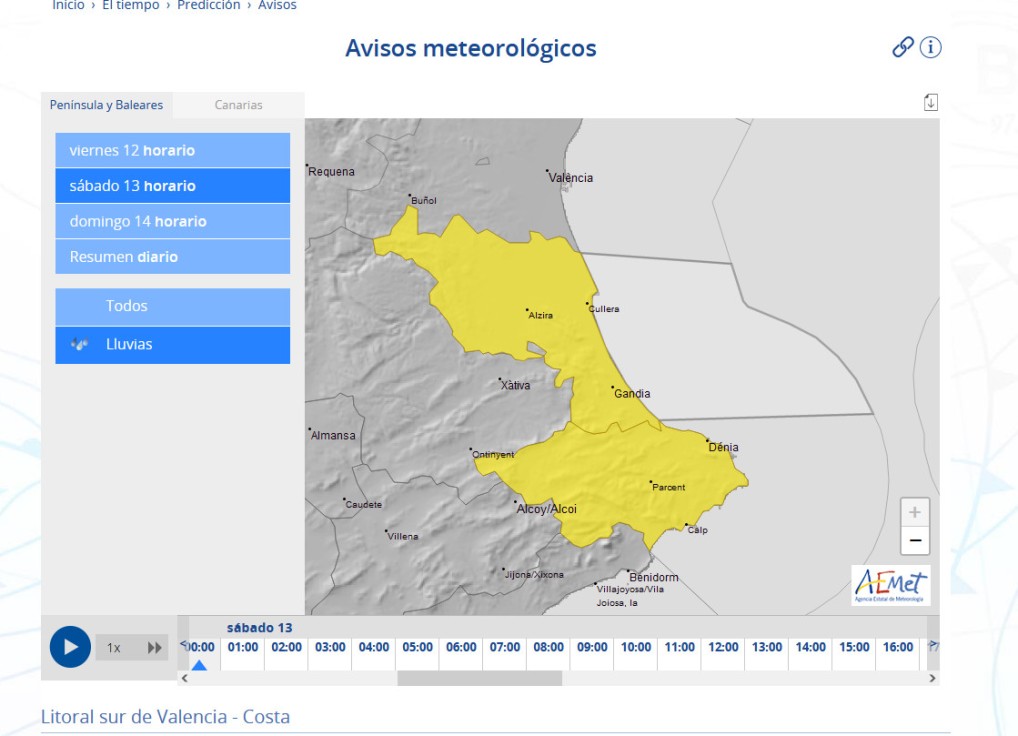 Las lluvias de hoy viernes será un ensayo para lo de mañana en la Safor
