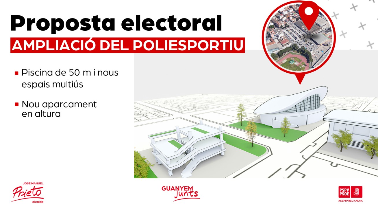 El socialista Prieto apuesta por ampliar el polideportivo de Gandia con una piscina de 50 metros y un párquing público en altura