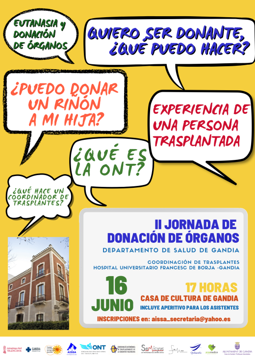 Gandia acoge una jornada hospitalaria sobre donación de órganos abierta a la ciudadania