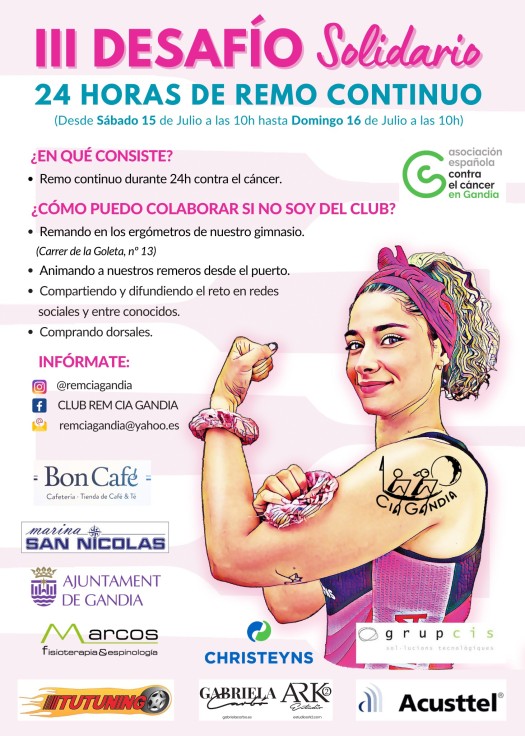 El Rem CIA Gandia organiza el III Reto Solidario Remando 24 horas contra el cáncer