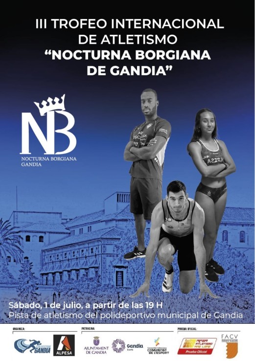 Cartel de lujo en el III Trofeo Internacional de Atletismo 'Nocturna Borgiana de Gandia'