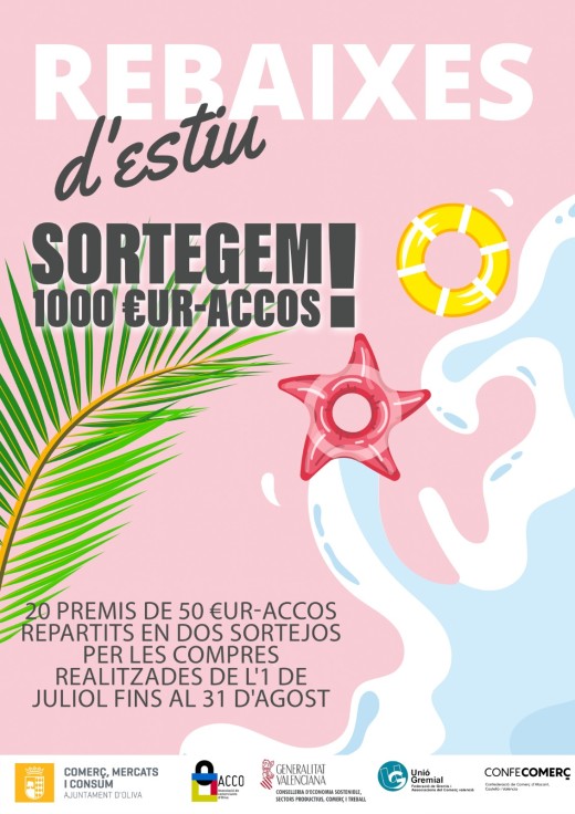 Comienzan hoy las rebajas de verano de la asociación de Comerciantes de Oliva con sorteos por valor de 1.000 Eur-ACCOs