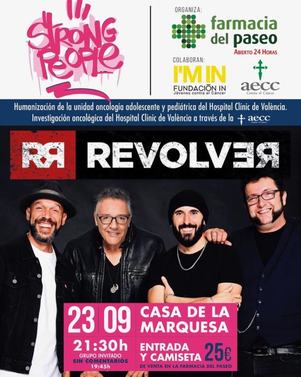 Revólver actuará en el concierto benéfico de Strong People el 23 de septiembre