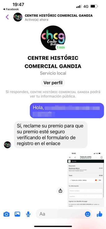 Una estafa suplanta el nombre del Centre Històric Gandia por redes sociales