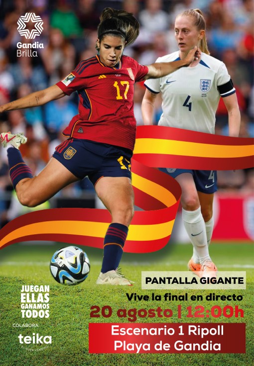 Gandia retransmitirá la final del Mundial femenino de Fútbol en pantalla gigante