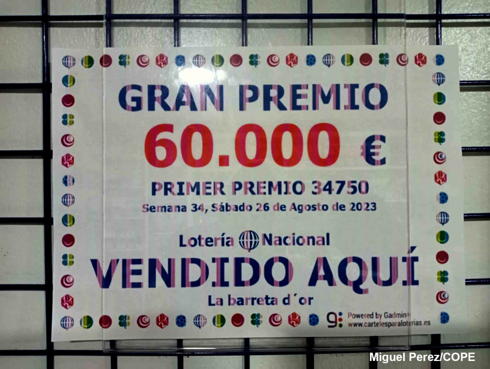 Un veraneante de la playa de Gandia se lleva 60.000 euros en la Lotería Nacional