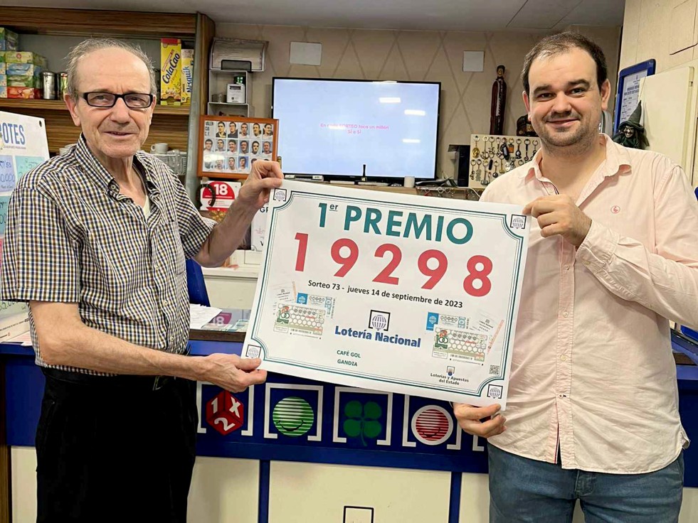El Gol Xicotet de Gandia da un premio de 30.000 euros con el primer premio de la Lotería Nacional de ayer jueves