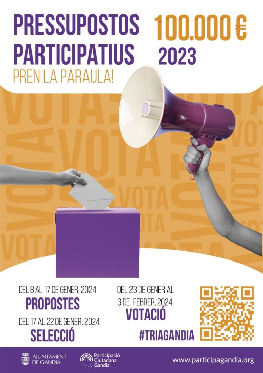 Llega una nueva edición de los presupuestos participativos de Gandia a partir de enero