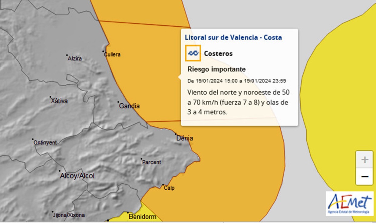 A cuatro años de la borrasca Gloria hoy la Safor afronta una jornada de lluvia y viento