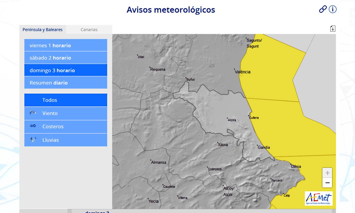 Se aleja la lluvia el domingo pero se activa la alerta pro fenómenos costeros en la Safor