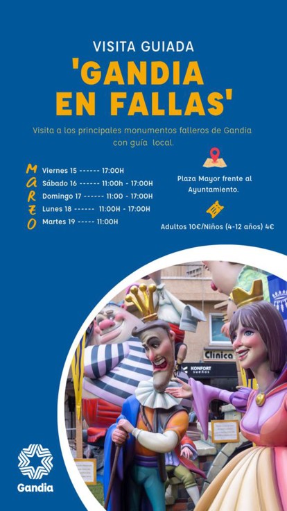 Gandia ofrecerá visitas turísticas guiadas a las fallas para poner en valor la declaración de Fiesta de Interés turístico Nacional