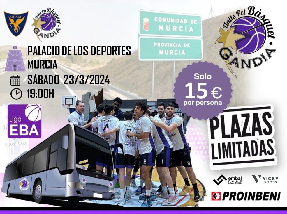 Asiste al partido del Units Pel Bàsquet Gandia en Murcia este sábado por 15 euros