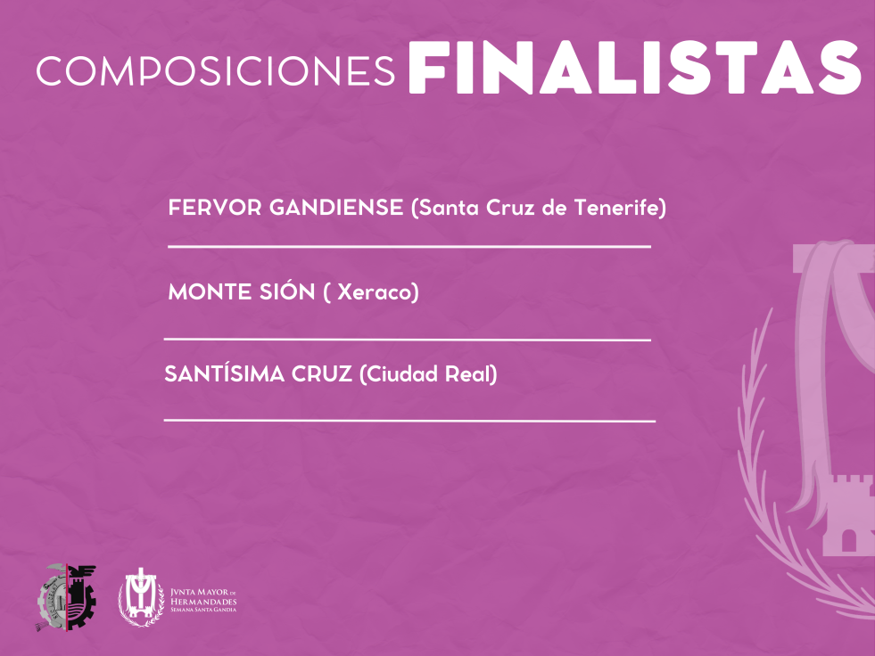 Fervor Gandiense, Monte Sión y Santísima Cruz aspiran a ganar el concurso de composición de marchas procesionales en Gandia