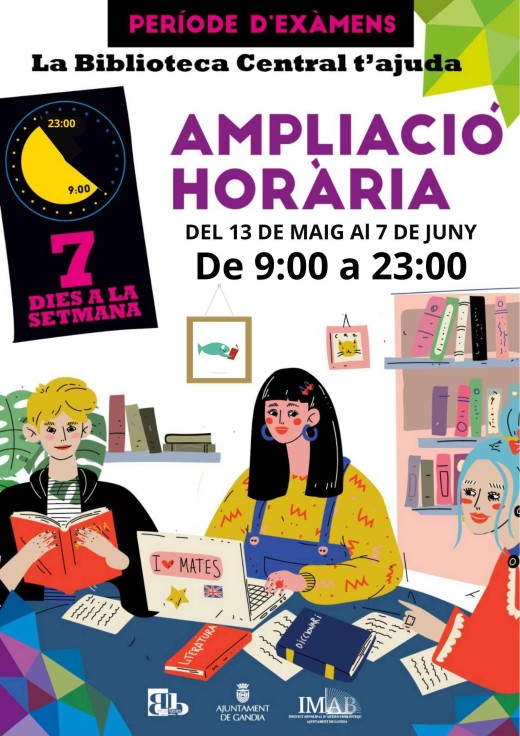 La Biblioteca Central de Gandia amplía su horario de cara a las Pruebas de Acceso en la Universidad