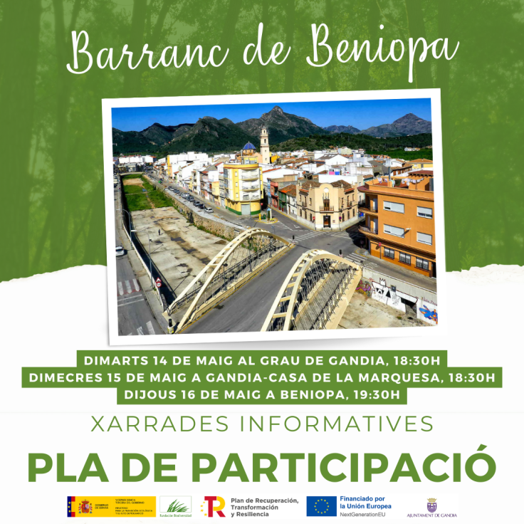 Comienza mañana martes el proceso de participación en el Plan del Barranc de Beniopa en Gandia