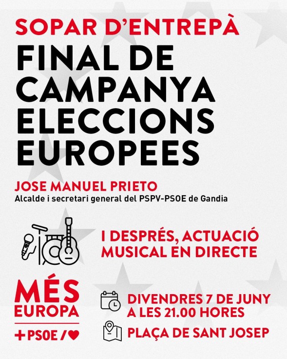 Los Socialistas de Gandia cierran hoy la campaña de las europeas en el Raval