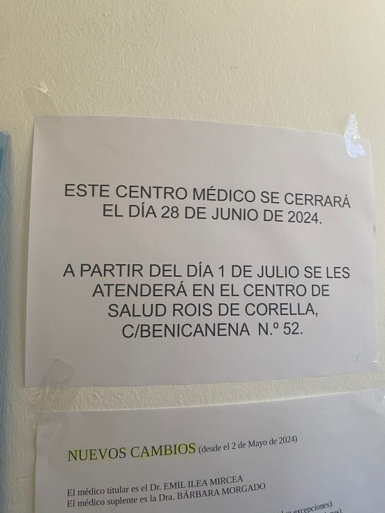 Més Gandia-Acord per Guanyar anuncia que Sanitat confirma el cierre de los consultorios de Beniopa y Benipeixcar pocas horas después de las elecciones.