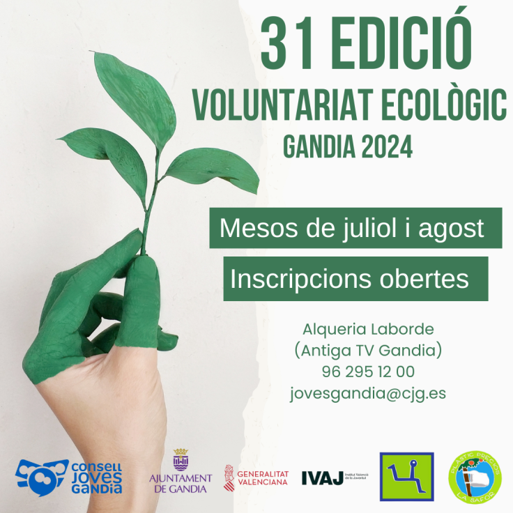 El Consell dels Joves de Gandia lanza la 31ª edición del voluntariado ecológico este verano