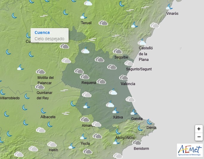 Intervalos nubosos sin previsión de lluvia