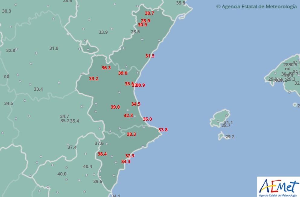 Ligera bajada de las máximas y subida de las mínimas hoy en la Safor