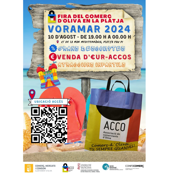 Oliva celebrará el sábado 10 de agosto la Feria del Comercio en la playa VORAMAR 2024