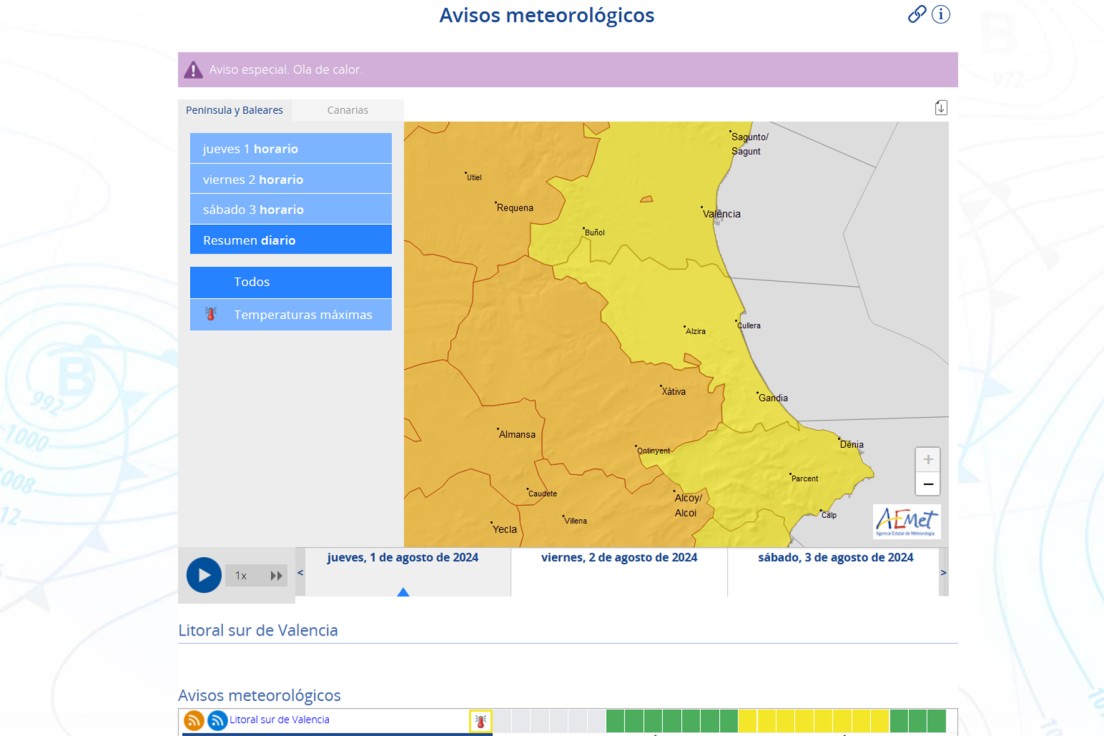 Seguirá el calor en la Safor con esos 33 grados de máxima hoy pudiendo llegar a los 37 centígrados