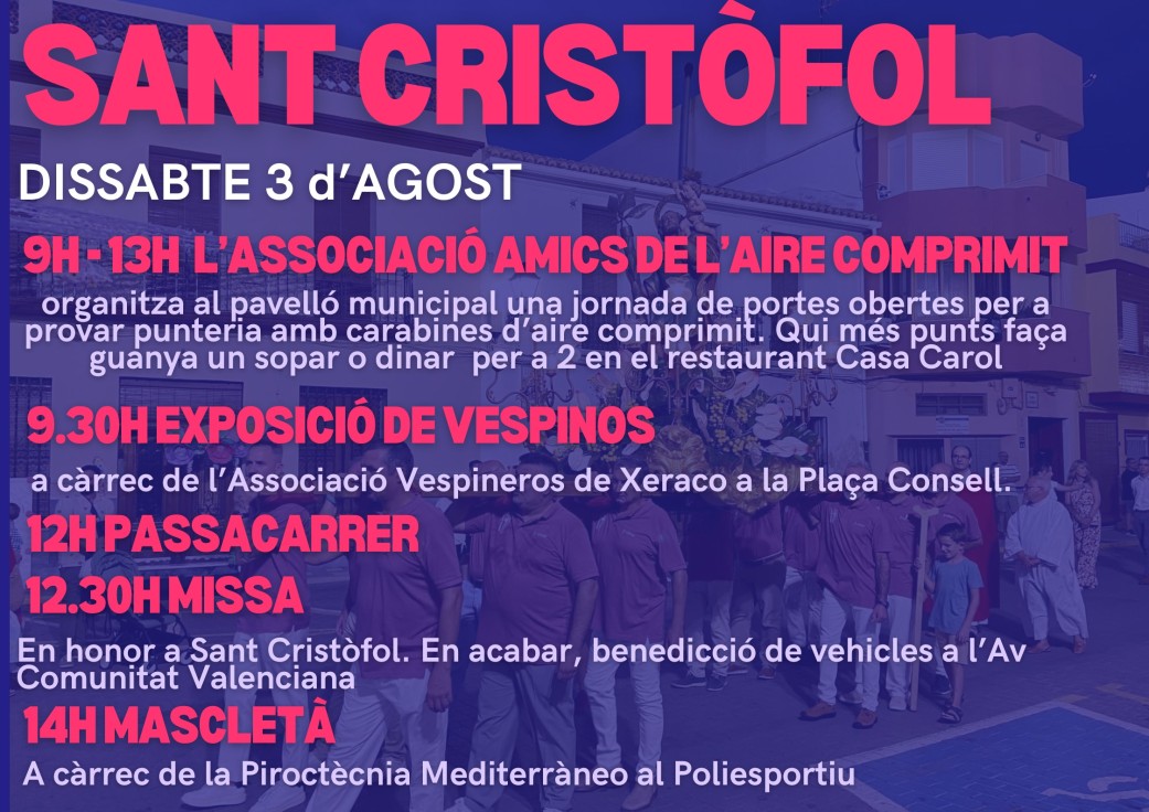 Las fiestas patronales de Xeraco continúan este fin de semana con el día dedicado a San Cristóbal y San Isidro