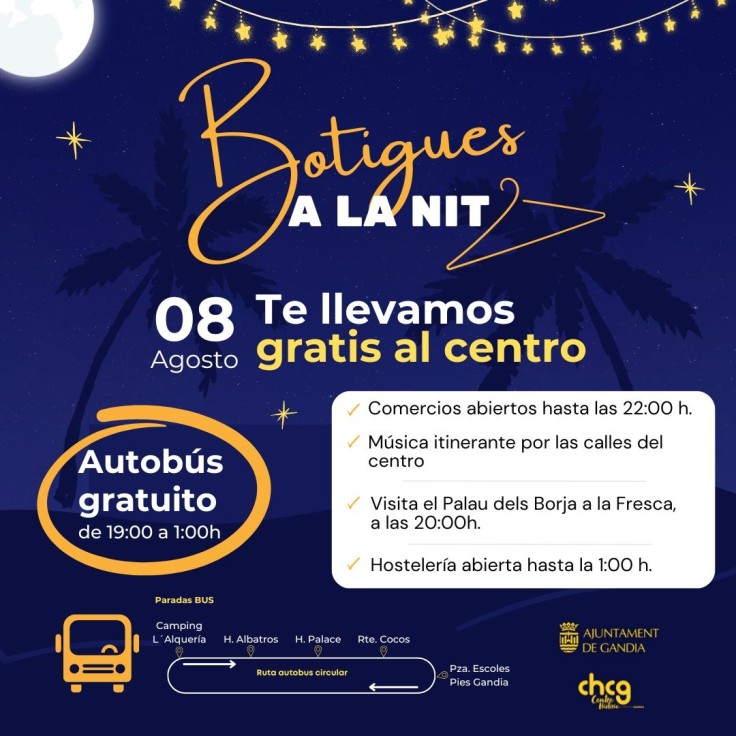 Gandia pone La Marina gratis para acercar el Turismo a las tiendas del centro histórico