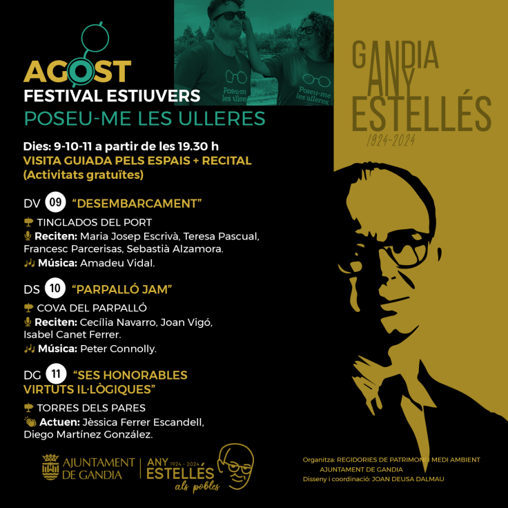 Llega a Gandia la cuarta edición del festival de poesía Estiuvers que tendrá lugar los días 9, 10 y 11 de agosto