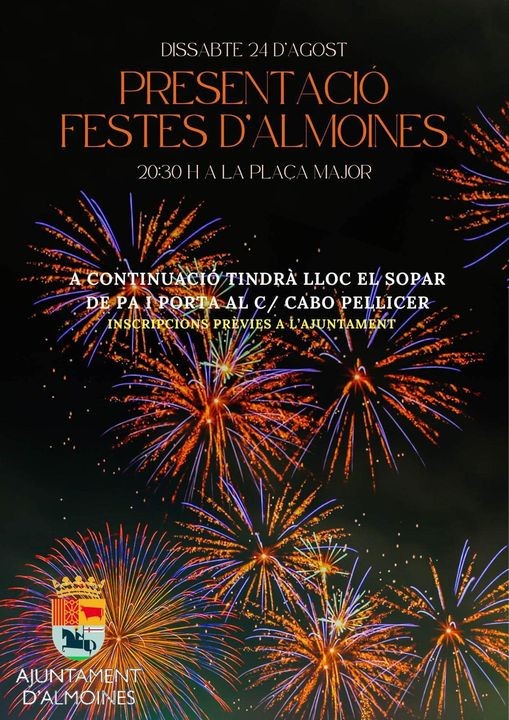 Almoines comienza las fiestas patronales este sábado 24 de agosto