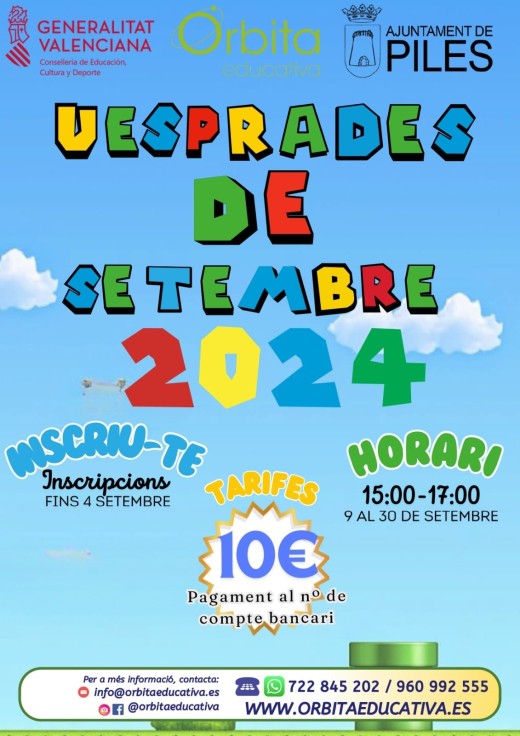 Abierto el periodo de inscripción de las tardes escolares en Piles
