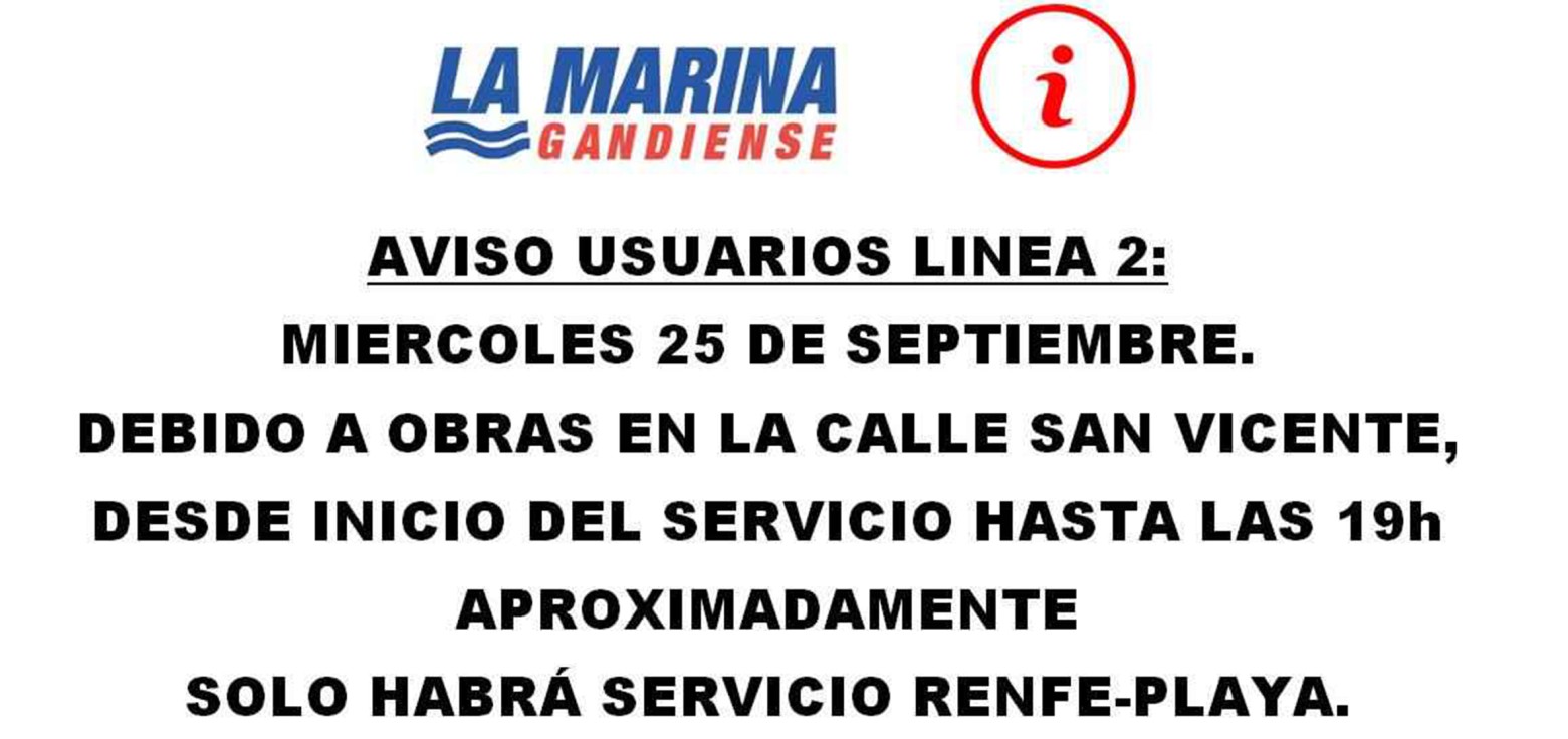 La Marina Gandiense circula hoy desde Renfe a Grau y Playa y viceversa