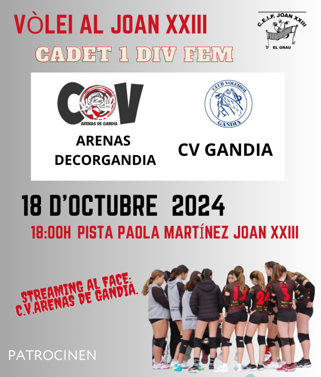 Cadete 1 división femenina CV Arenas de Gandia, tendrá la primera gran cita de la temporada