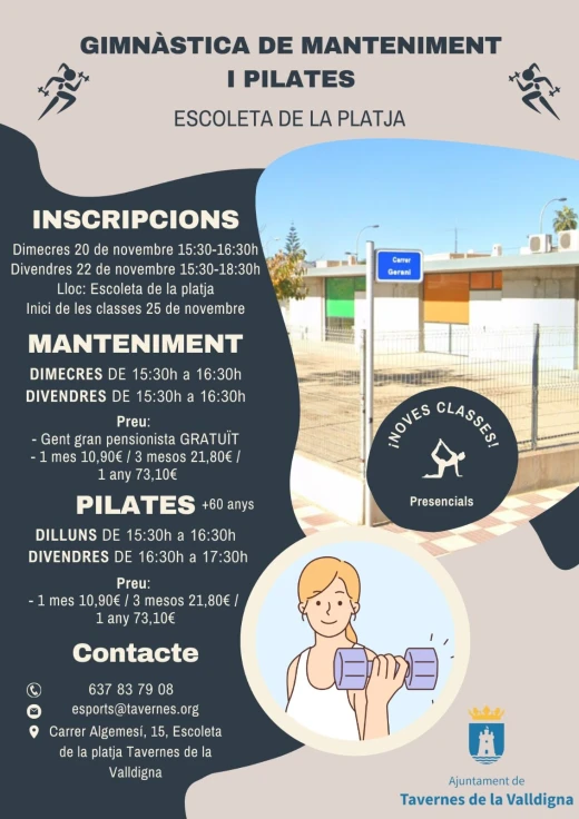 El Ayuntamiento de Tavernes de la Valldigna lanza nuevas actividades de gimnasia