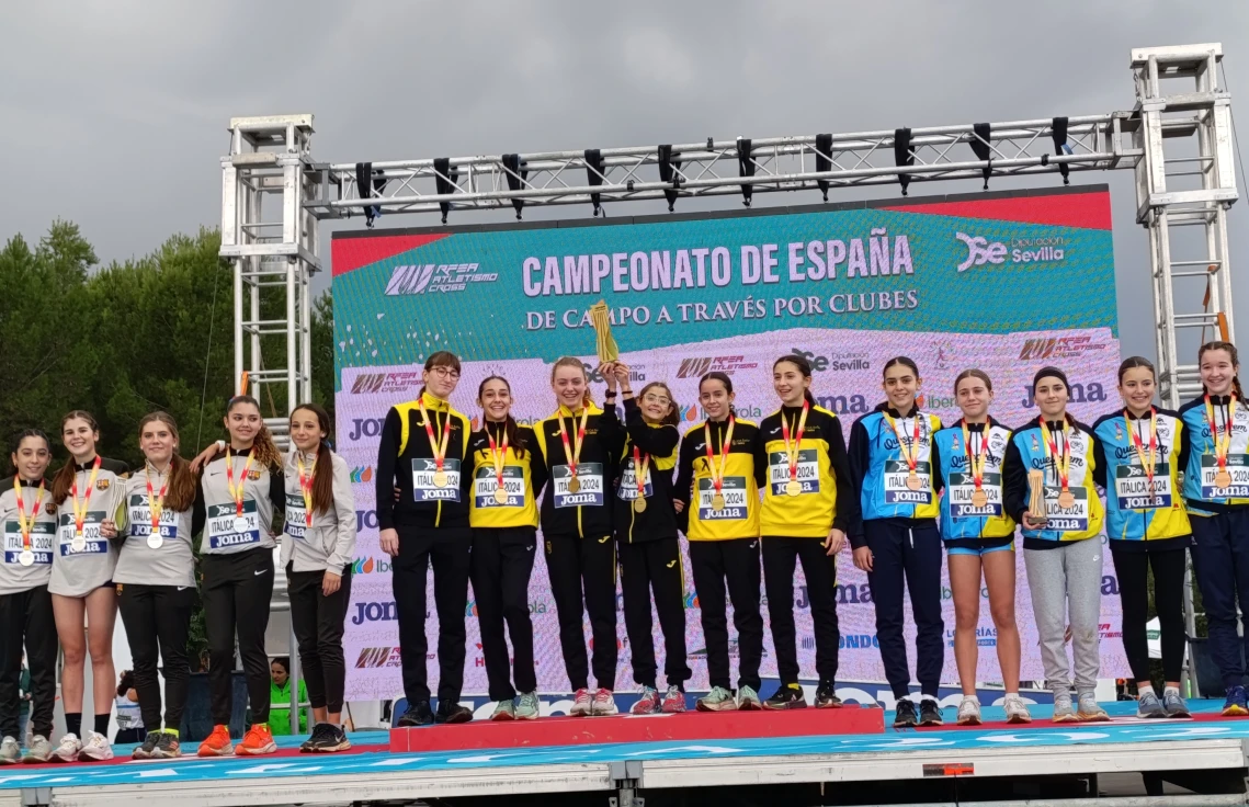 El equipo cadete femenino del CA Safor Teika hace historia al lograr el título de campeonas de España de cross por clubes