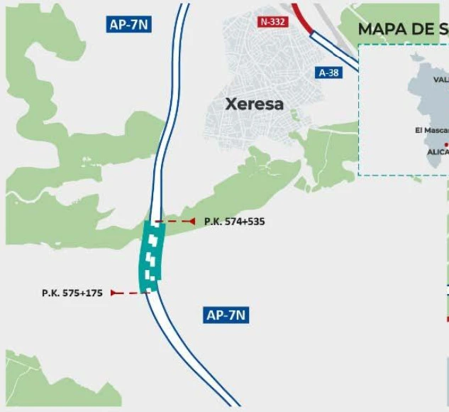 El Ministerio de Transportes licita la modernización del túnel de Xeresa en la AP-7