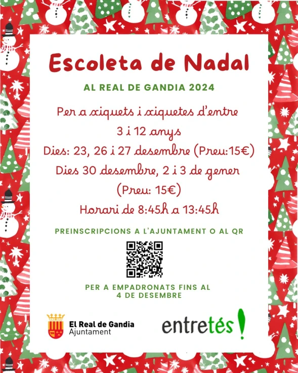 El Real de Gandia impulsa la Escoleta de Nadal para la conciliación familiar
