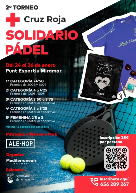 Pádel por una buena causa, II Torneo Cruz Roja - Miramar (24-26 enero)