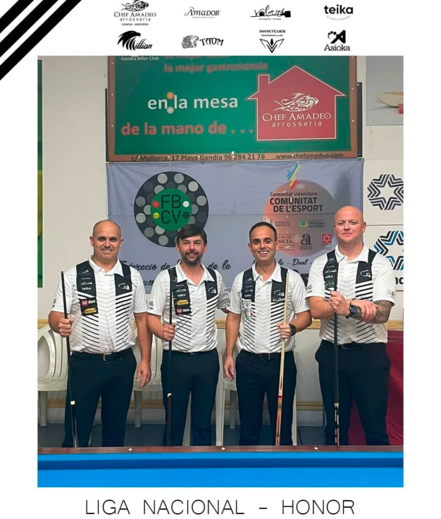 Brillantes victorias en la liga nacional y la liga regional para los equipos del Chef Amadeo Gandia Billar Club
