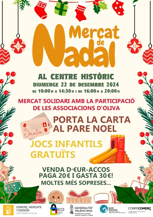 Oliva acoge el tradicional Mercado de Navidad de ACCO el próximo domingo 22 de diciembre