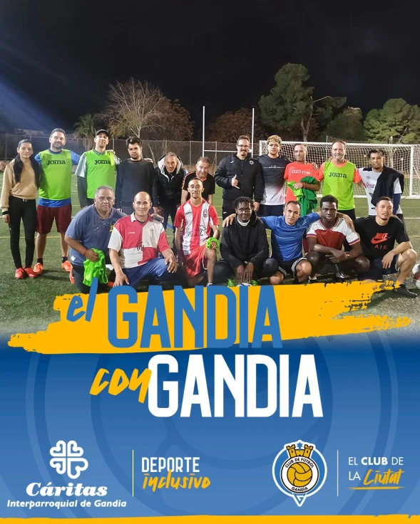 El CF Gandia continúa su labor social con Cáritas Gandia a través del fútbol